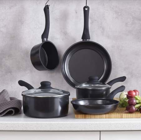 kitchenways 5 Piece Black Carbon Steel Pan Set