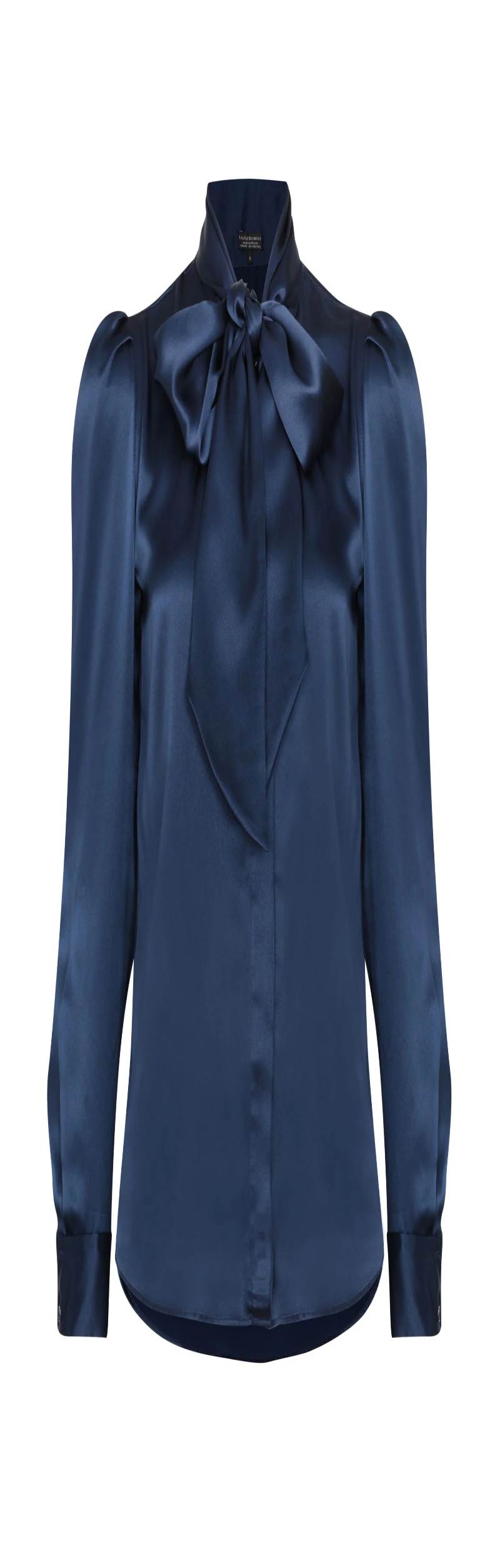 Lalage Beaumont Blouse in Navy Silk Satin