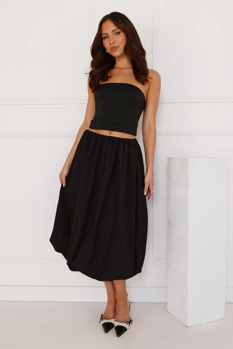 Hello Molly Bubble Midi Skirt Black