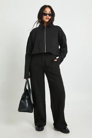 boohoo Cropped Bomber Jacket And Tailored Jogger Tracksuit
