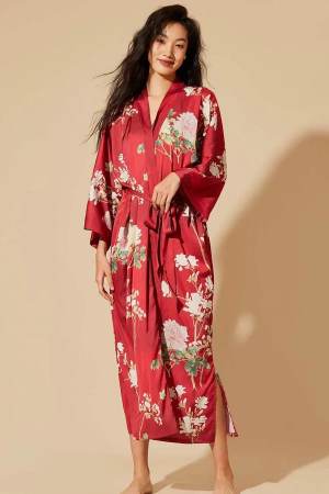 Anya Lust Floral Red Kimono Robe
