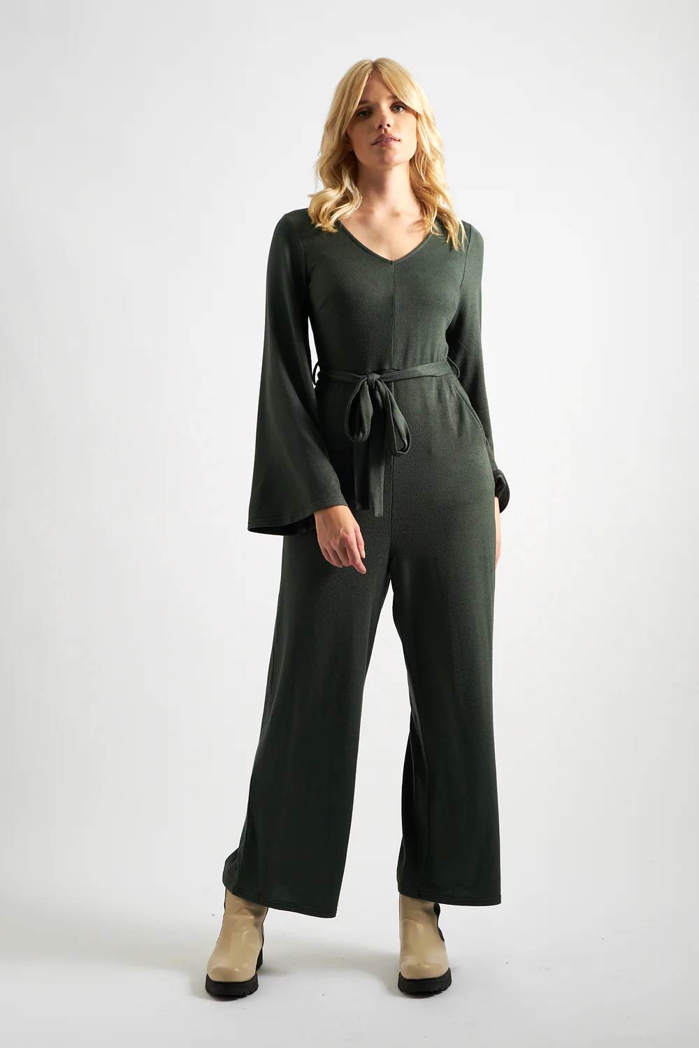 Louche Green V-Neck Jumpsuit