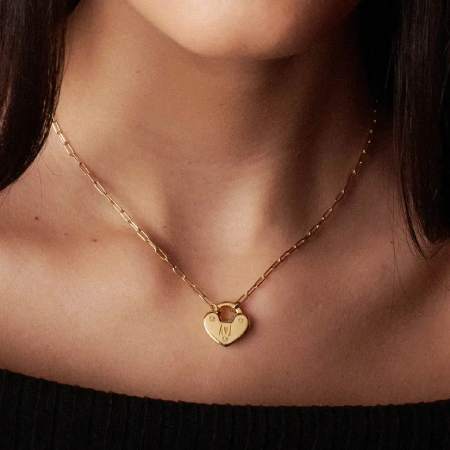 Oak & Luna Heart Charm Lock Necklace