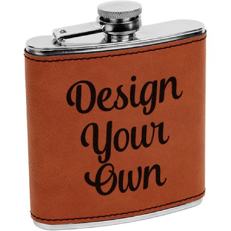 YouCustomizeIt Leatherette Wrapped Stainless Steel Flask
