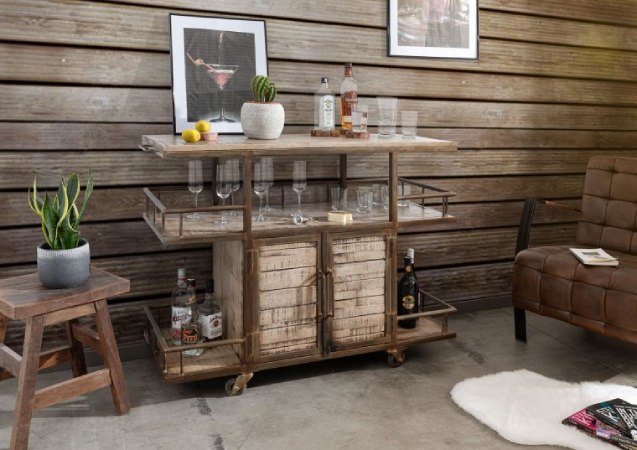 Massivmoebel24 Mango wood lacquered brown