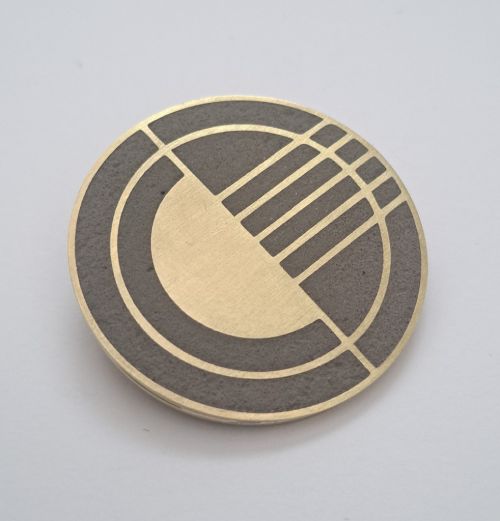modernist brass+concrete brooch
