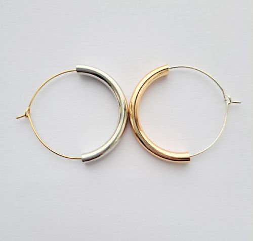 Ninkari silver plated + gold plated hoops