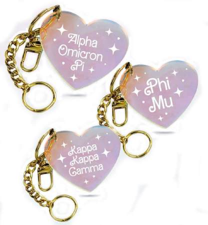 Greek Gear Sorority Iridescent Heart Keychain