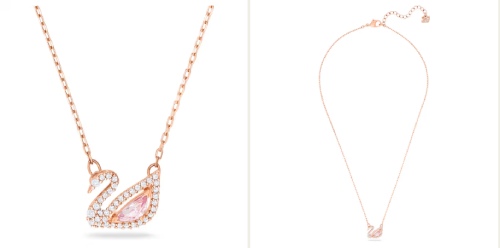Swan necklace Swan, Pink, 18K rose gold finish