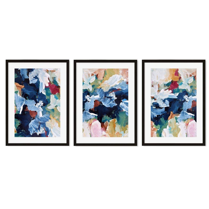 COLOURFUL ABSTRACT FLORAL - PRINT SET OF 3