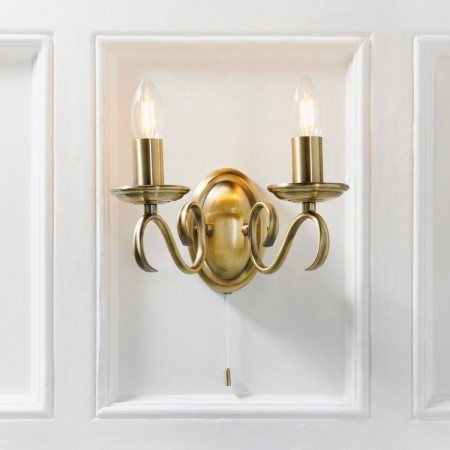 Lights 4 Living Wall Light In Antique Brass