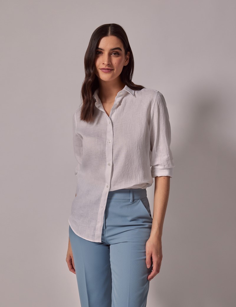 Hawes & Curtis White Relaxed Linen Shirt