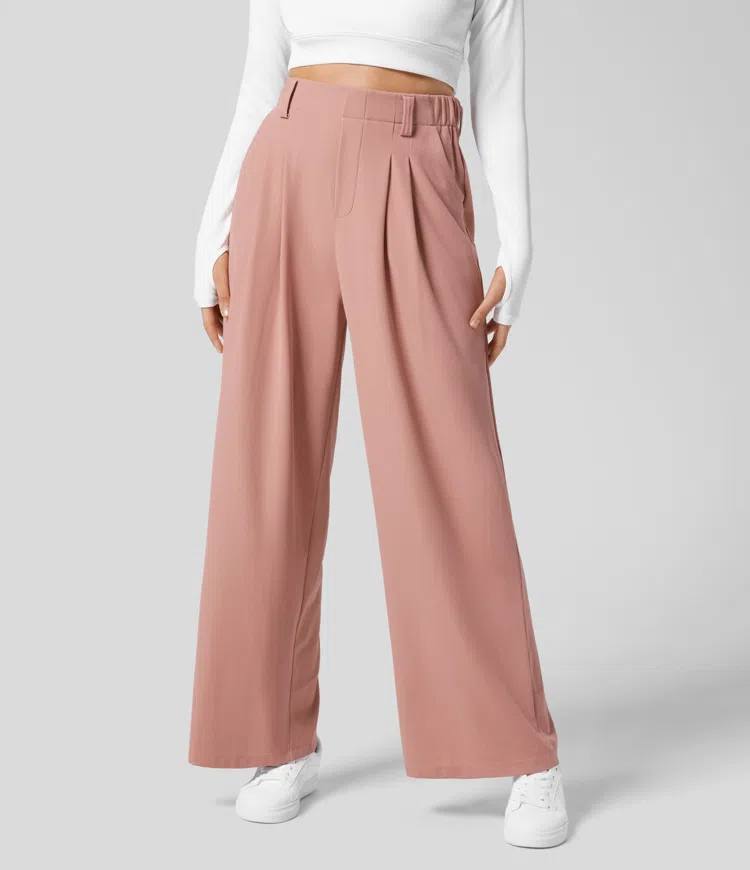 Halara Wide Leg Waffle Work Trousers